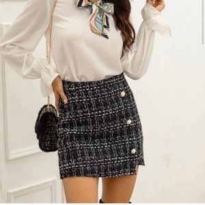 Tweed Pearl Wrap Skirt